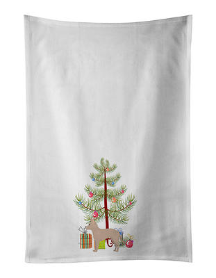 Tan Jackhuahua Christmas Tree White Kitchen Towel Set of 2 19 in x