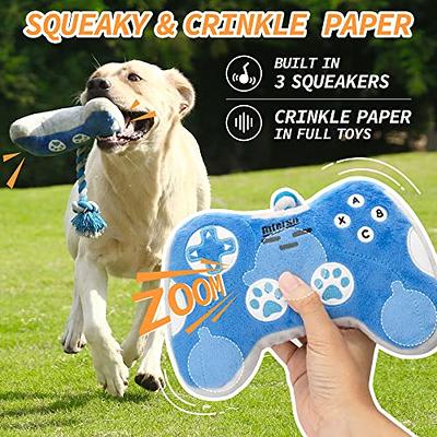 MTERSN Cute Squeaky Dog Toys : Blue Game Controller Plush Dog Toy and Funny  Puppy Chew Toys