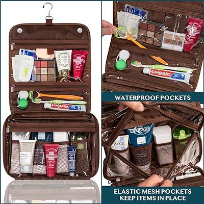 PAVILIA Hanging Toiletry Bag Women Men, Travel Kit Foldable Toiletries  Organizer, Roll up Cosmetics Makeup Bag Accessories, Waterproof Essentials