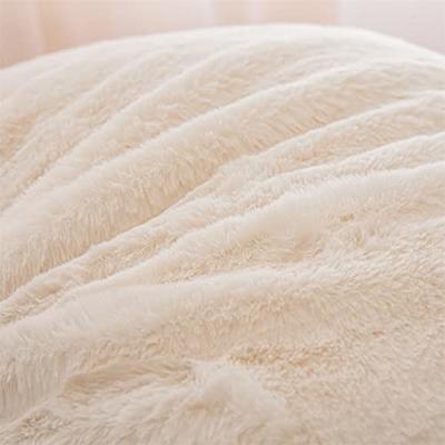 NTBED White Reading Pillow Faux Fur Bed Wedge Large Bedrest Backrest Pillow  with Arms Back Support