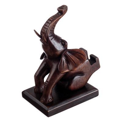 Hand-Carved Polished Cedar Wood Peruvian Dog Phone Holder - Legendary  Companion