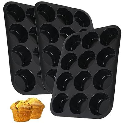 BAKE BOSS Silicone Muffin Pan With Handles, 6 Cups Jumbo Cupcake Pan, Silicone  Muffin Cups for