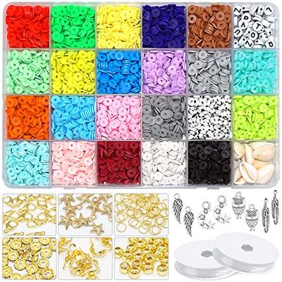 FZIIVQU 6100 Pcs Clay Beads Bracelet Making Kit 24 Colors Flat Clay Beads  Set Friendship Bracelet kit Include Polymer Clay Heishi Bead UV Letter  Beads for Jewelry Earrings Making