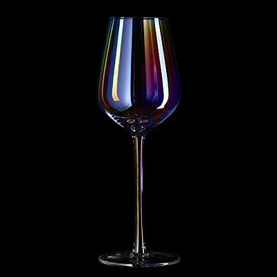 Iridescent Toasting Flutes with Crystal-Filled Stems