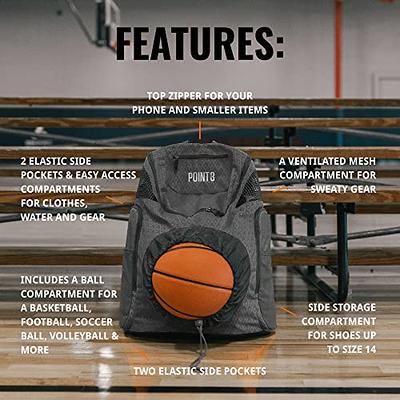 POINT3 Basketball Backpack Road Trip 2.0, Bag with Drawstring for Soccer,  Volleyball & More, Compartments for Shoes, Water, & Clothes, Water  Resistant Equipment Bag, Unisex Sports Backpack - Grey - Yahoo Shopping