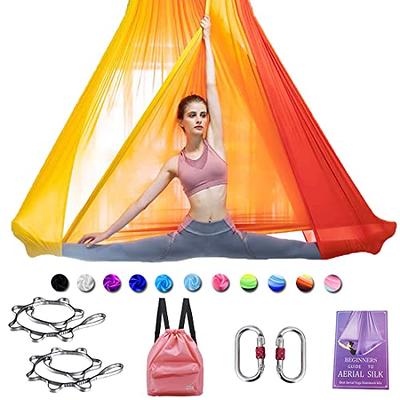 SAIVEN 10m Aerial Silks Equipment Yoga Set, Aerial Silks Yoga Hammock kit,  Aerial Yoga Swing Set, Yoga Starter Kit, Aerial Dance Equipment(L: 10m x W