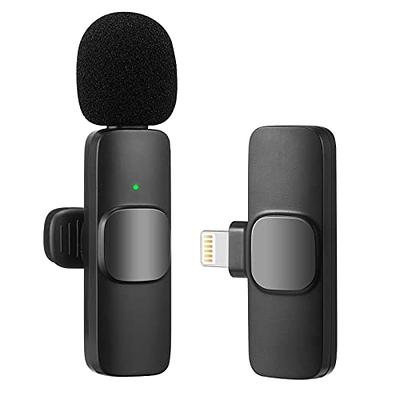 Wireless Lavalier Microphones for iPhone ipad Android, (2 Mics with 2  Receivers) 2.4Hz Plug-Play Reverberation,Auto-Sync Lapel Microphone for