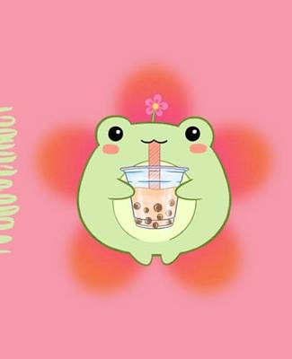 Cute Frog Composition Notebook Aesthetic - Bubble Milk Tea
