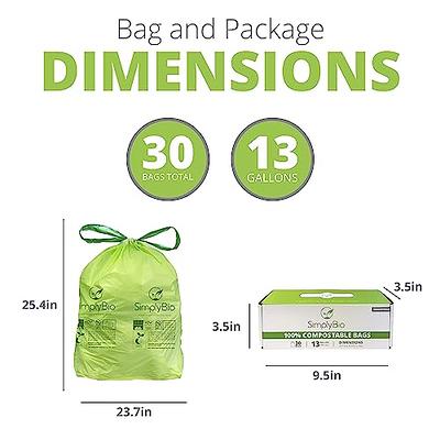 Simply Bio 13 Gallon Compostable Trash Bags with Drawstring, Heavy Duty  Extra Thick 1 Mil, 49.21 Liter, 30 Bags, Tall Kitchen Food Scrap Waste Bag