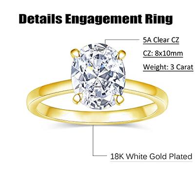 PAVOI 14K Yellow Gold Plated Engagement Ring for Women, Wedding Ring for  Women, Oval Womens Fake Engagement Ring