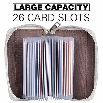 Easyoulife Genuine Leather Credit Card Holder Zipper Wallet with 26 Card Slots