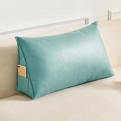 Leather Bed Headboard Pillow for Adult,Soft Reading Pillow Long Bed Rest  Cushion Large Backrest with Detachable Cover for Watching
