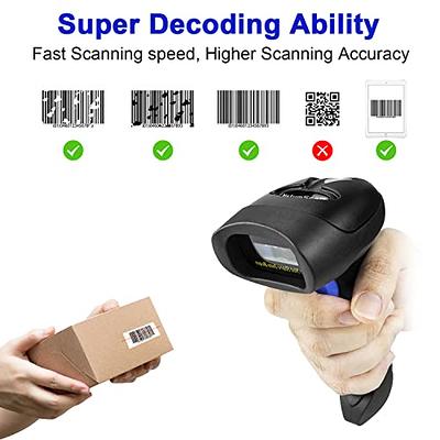 NADAMOO Wireless Barcode Scanner 328 Feet Transmission Distance USB  Cordless 1D Laser Automatic Barcode Reader Handhold Bar Code Scanner with  USB