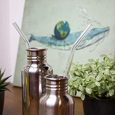  Halm Glass Straws - 6 Long 12 inch Bent Reusable Drinking Straws  + Plastic-Free Cleaning Brush - Perfect for Bottles - 30 cm Made in Germany  - Dishwasher Safe - Eco-Friendly : Home & Kitchen