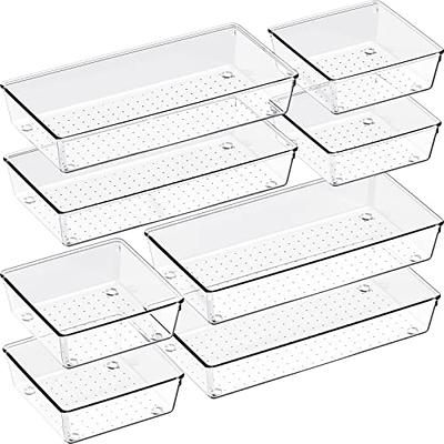 SMARTAKE 6 PCS Clear Plastic Drawer Organizers Set, Large Size Non-Slip  Desk Drawer Organizer, 2-Size Versatile Bathroom and Vanity Drawer  Organizer Trays for Makeup, Bedroom, Office, Kitchen Utensils - Yahoo  Shopping