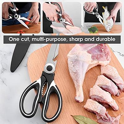 Multifunctional Kitchen Scissors Stainless Steel Sharp with Cover Scissors  Bone Fish Meat Professional Kitchen Accessories