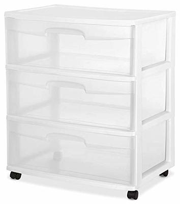 Sterilite 2 Drawer Wide Storage, Clear & White