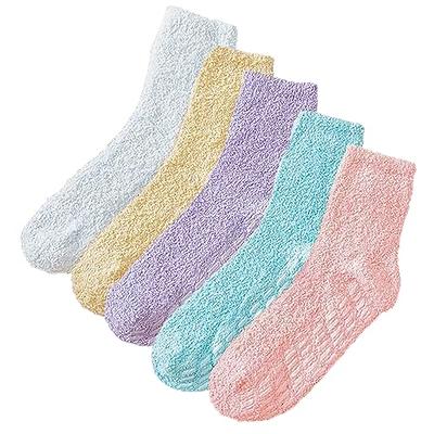 6 Pairs Fuzzy Slipper Socks for Womens with Grips Non Slip Soft Microfiber  Fluffy Cozy Warm Winter Socks 