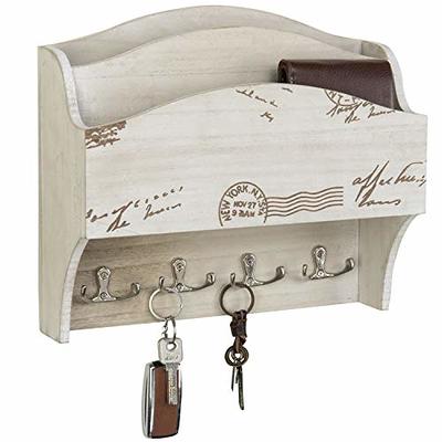 MyGift Wood Key and Mail Holder for Wall Mounted Entryway Organizer with 2  Compartments, 4 Dual Hooks and Vintage Postcard Design - Yahoo Shopping