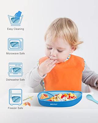 BRVTOT Strong Suction Plates for Baby & Toddler, Food Grade Platinum  Silicone Baby Plates BPA Free, Divided Toddler Plate Suction Dishes and  Spoon Set