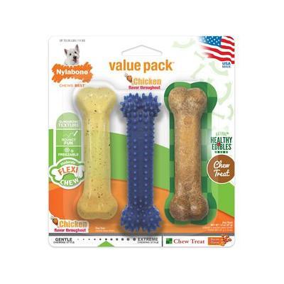 Nylabone Puppy Chew & Dura Chew Peanut Butter Bone Twin Pack Dog Toy, Small