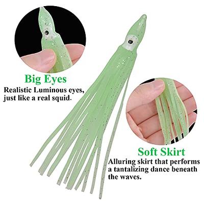 Fishing Squid Skirts Lures Octopus Skirts Trolling Lures Soft Plastic Lures  Fishing Tackle Squid Skirts Fishing Bait for Saltwater Bass Salmon Trout  (Green (Luminous), 3.54in - 30pcs) - Yahoo Shopping