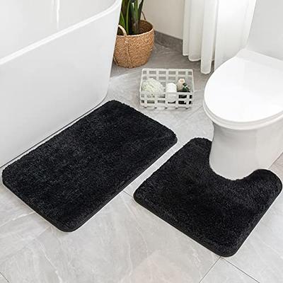 2 Piece Bathroom Rug Set Mat Bath Non Slip Toilet Soft Fluffy White Grey U  Shape