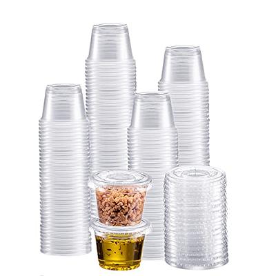 Zeml Portion Cups with Lids (2 Ounces 100 Pack) Disposable Plastic