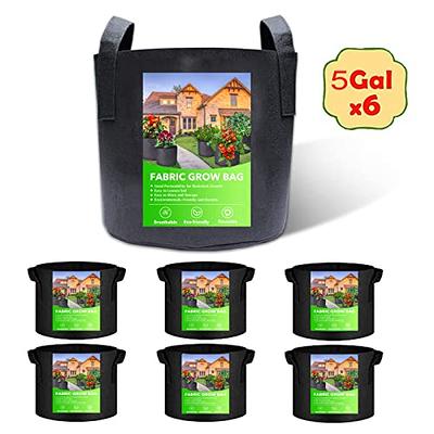 5-Pack 2 Gallons Grow Bags Heavy Duty Thickened Nonwoven Fabric Pots with Strap Handles Tan