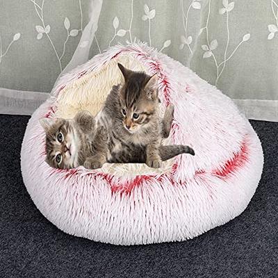 Pet Dog Cat Bed Round Plush Kitten Warm Sleeping Nest Bed Cat Igloo Cave  House