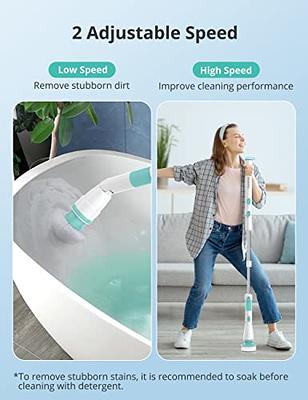 LOSUY Electric Spin Scrubber, 2023 New Cordless Cleaning Brush with 8  Replaceable Brush Heads, 2 Adjustable Speeds and 3 Extension Handle, Power
