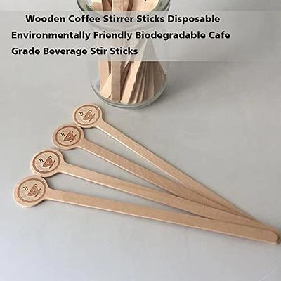 Walbest 100 Pieces 5.5/7.48 Wooden Disposable Stir Stick Biodegradable  Food Grade Multi-functional Wood Coffee Beverage Stirrer Bar Accessories