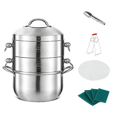 Cooking Steamer with 4 Tiers, 11-Inch Stainless Steel Steamer Pot