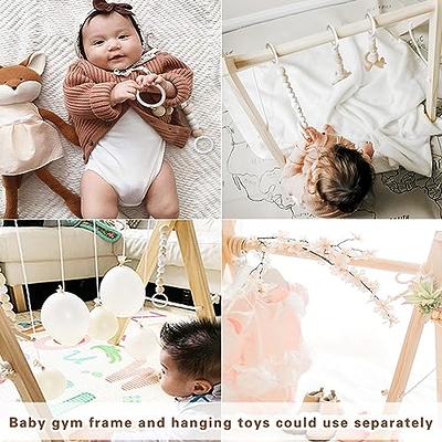 Avrsol Wooden Baby Play Gym Foldable Baby Play Gym Frame Activity Gym  Hanging Bar with 5 Gym Baby Toys Natural Gift for Newborn Baby (Foldable  Grey)