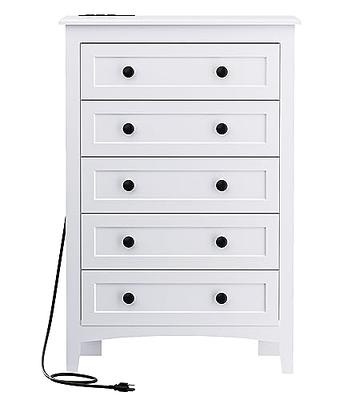 Charging 6 Drawer Dresser, Clothes Storage Tower, Storage Drawers, Organizer, 1 Outlet & 2 USB Ports, Dresser for Closet, Grey