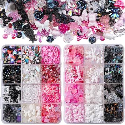 KALLORY 3 Boxes nail decoration pearl nail charms mini pearls for nails  heart nail pearl for nails art nails decoration nail gem pearl trim nails