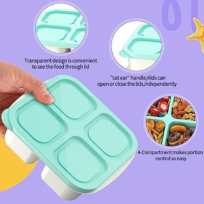 Meal Prep Containers(4 Pack), 4-Compartments Salad Container for