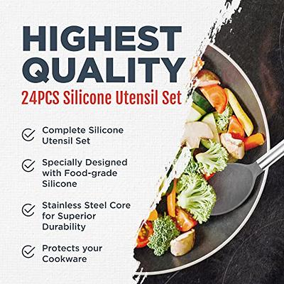 Silicone Kitchen Utensils Set - Culinary Couture 24-Pieces Grey Silicone Cooking  Utensils Set for Nonstick Cookware - Silicone Spatulas Set, Stainless Steel  Handle & Other Kitchen accessories - Yahoo Shopping