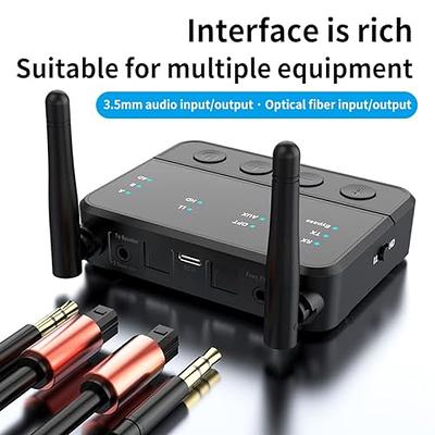  YMOO Bluetooth 5.3 Transmitter Receiver for TV/Airplane to 2  Headphones, Wireless Audio Adapter with Aptx/Aptx-HD Low Latency (<40ms),  Aux Connector for Home Stereo/Bluetooth Earbuds/PC/Gym : Electronics