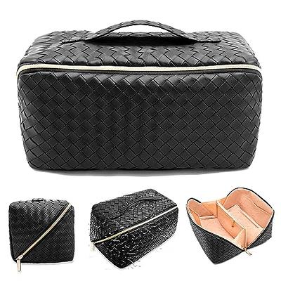 Drawstring Cosmetic Bag For Women, Large Capacity Travel Storage Bag,  Portable Pu Leather Makeup Bag - Temu