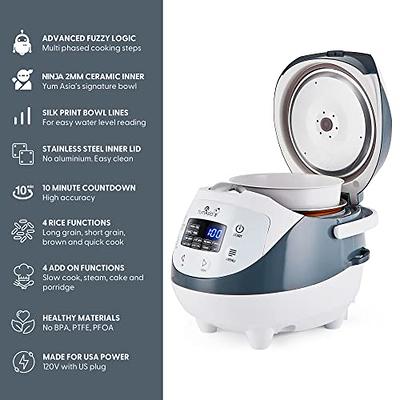 YumAsia Panda Mini Rice Cooker with Ninja Ceramic Bowl and Advanced Fuzzy Logic (3.5 Cup, 0.63 Litre) 4 Rice Cooking Functions, 4 Multicooker