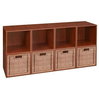 Niche Cubo Storage Set - 8 Cubes and 4 Wicker Baskets- Cherry/Natural -  Regency PC8PKWC4TOTEWNT - Yahoo Shopping