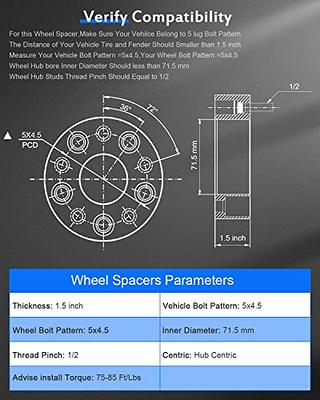 ECCPP 1.5 inch 5 Lug 5x114.3 hubcentric Wheel spacers 5x4.5 to 5x4