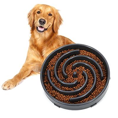 Pet Food Bowls：Cat Slow Feeder Bowl Dog Ceramic Plate with Wood Stand  (Large 8.5inch)