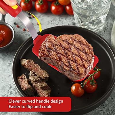 Unique Bargains Spatula Heat Resistant Seamless Non-Stick Silicone Turner  Cookware for Cooking Baking Flipping Red 1 Pc