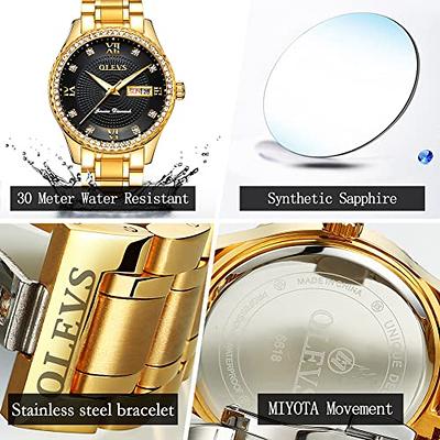 Olevs  Watches,Brown Leather Watch for Men,Men Day Date Watch,Men's Luminous Watch,Dress Watch for Men,Rose Gold Watch for Men,Men's Fashion