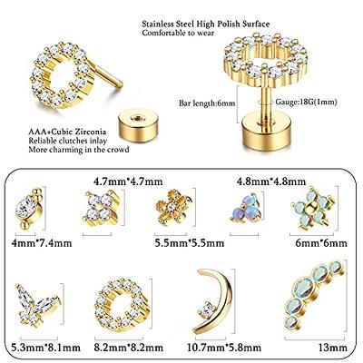  Jstyle 24 Pairs Hypoallergenic Screw Back Earrings for Girls  Women Surgical Steel Tiny Heart Flower Flat Back Stud Earrings Cute Stud  Earrings Jewelry Set: Clothing, Shoes & Jewelry