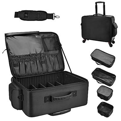 Costravio Rolling Makeup Train Case, Nylon Makeup Case on Wheels, Extra Large  Makeup Travel Bag, 3 Layers Makeup Organizer, Cosmetic Case for  Hairstylist, Nail, Makeup Trolley Case with 4 Bags (Black) - Yahoo Shopping