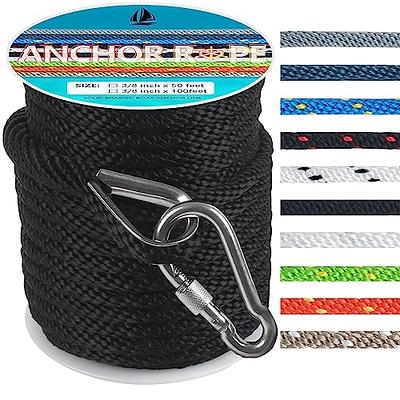 3/8 Premium Double Braided Nylon Rope, Black, 50 ft