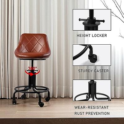 BOKKOLIK Industrial Office Chair with Backrest on Wheels Vintage Rolling Shop  Stools with Wheels for Garage Swivel PU Seat Drafting Stool for Workbench  19.7-23.6inch Height Adjustable Bar Stool - Yahoo Shopping